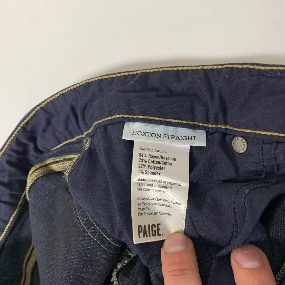 PAIGE Hoxton Straight Jeans Womens 32x30‎ Nottingham Dark Blue High Rise Stretch